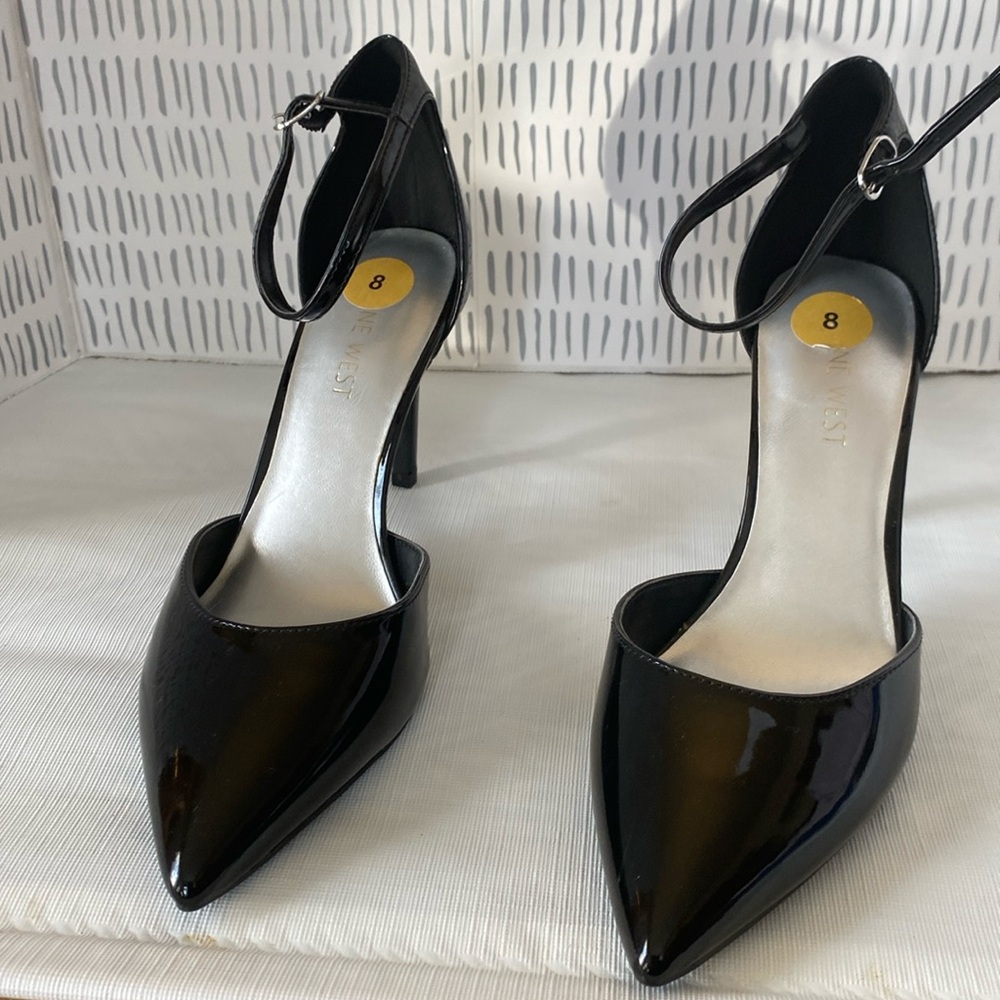 Black Patent leather ankle strap shoes